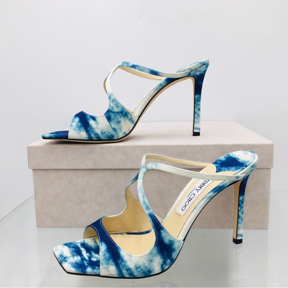 Jimmy Choo ANISE 95 Marbled Denim Women’s heel sandals Size EU 37 US 7 Medium - Picture 5 of 16